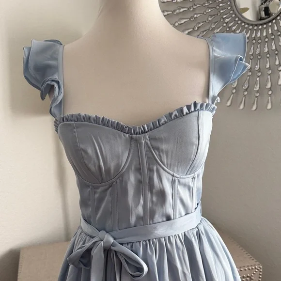 Altar’d State Light Blue Ruffled Mini Dress S - Picture 5 of 5
